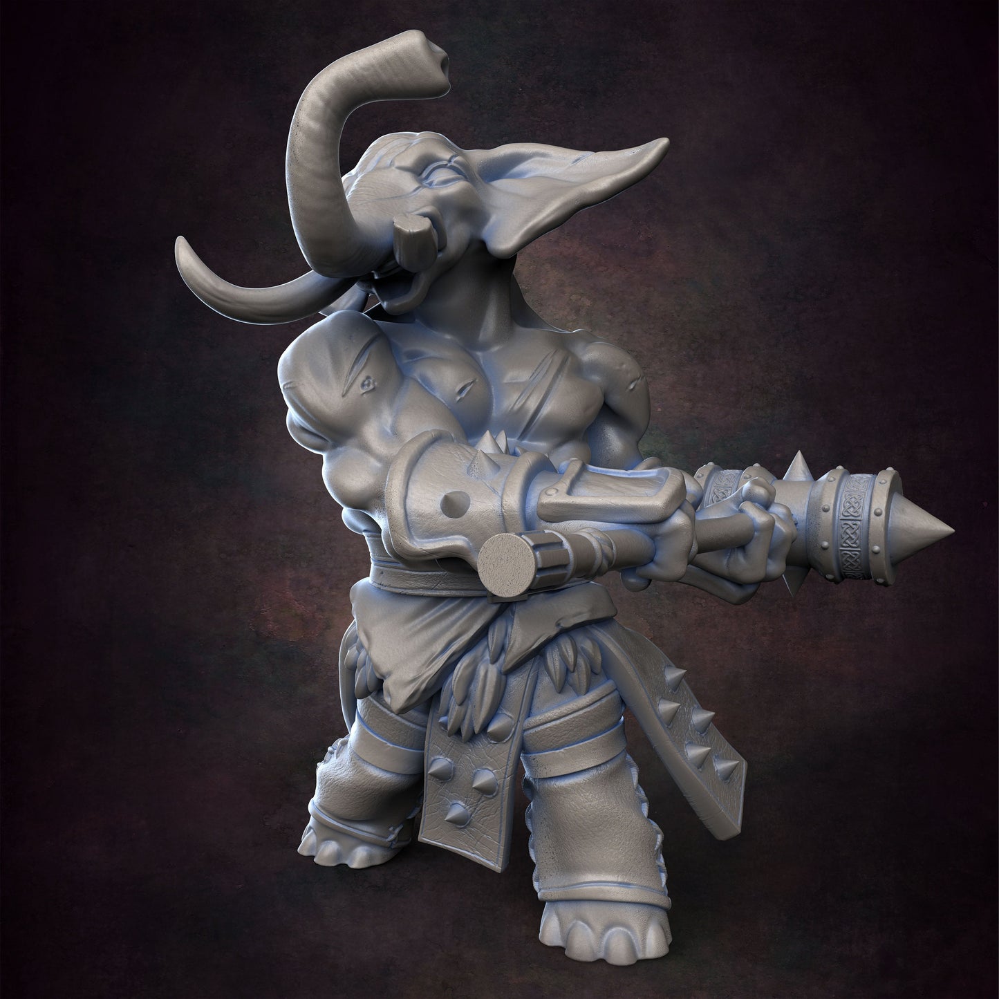 Loxodon Barbarian Pose 2 - D&D - Elephant - Warrior - TTRPG - 32mm Miniature - Pathfinder - Unpainted - Red Clay Collectibles
