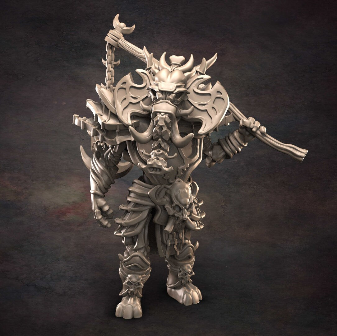 Loxodon - Undead Tusk Lord - D&D - Elephant - TTRPG - 32mm Miniature - Pathfinder - Unpainted - Red Clay Collectibles