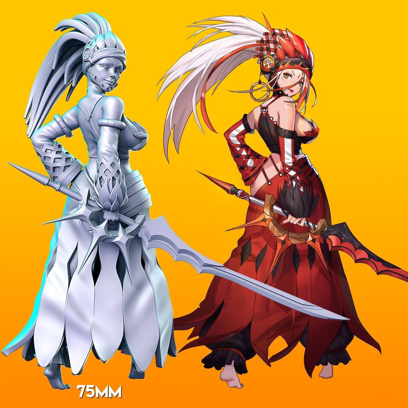 Strelitzia - Anime - Female - Sword - Warrior - RN Estudio - 75mm - Beauty - Fierce