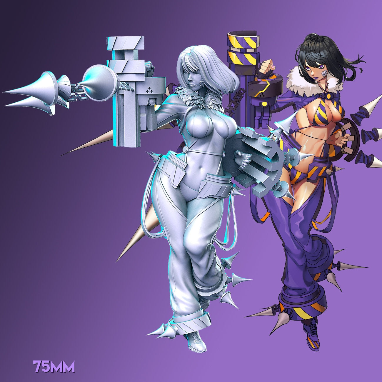 Spike - Anime - Female - Cyberpunk - Artificer - - Mystic - RN Estudio - 75mm - Beauty - Fierce - Kusarigama