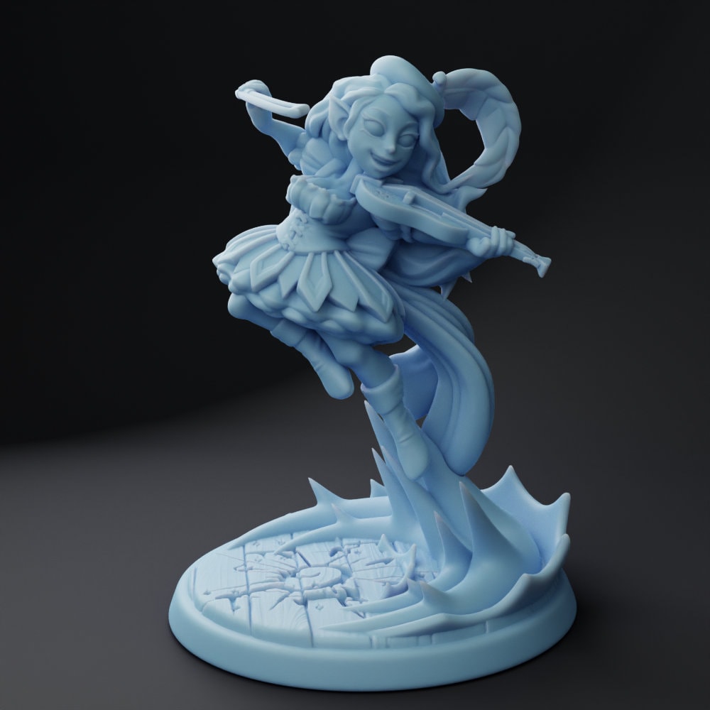 Mya the Female Halfling Bard - Twin Goddess Miniatures - D&D - TTRPG - 32mm/75mm Miniature - Pathfinder - Unpainted - Vioin