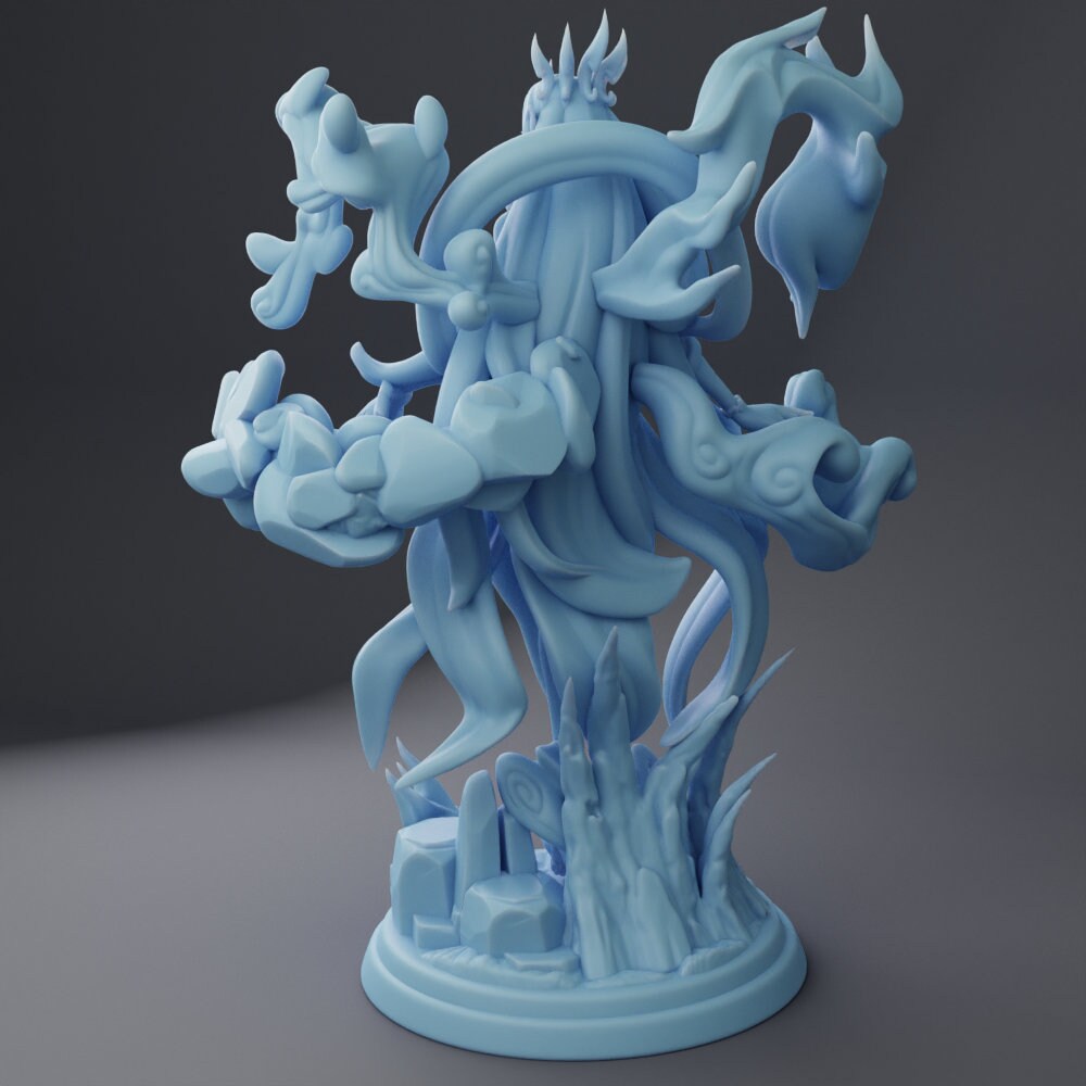 Elmyth - Genasi Queen - Twin Goddess Miniatures - D&D - TTRPG - 32mm/75mm Miniature - Pathfinder - Unpainted - Fire- Earth - Air - Water