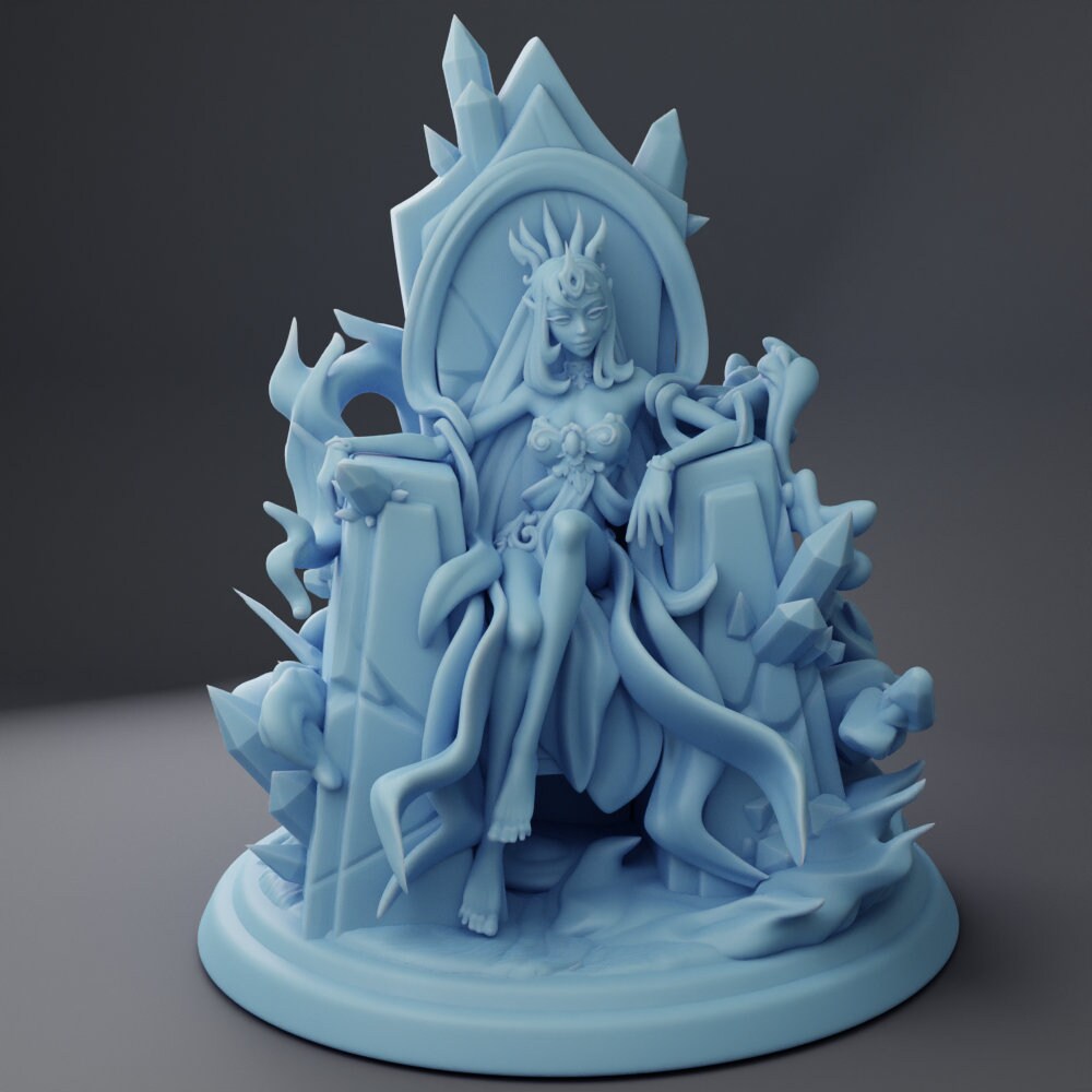 Elmyth - Genasi Queen - Twin Goddess Miniatures - D&D - TTRPG - 32mm/75mm Miniature - Pathfinder - Unpainted - Fire- Earth - Air - Water