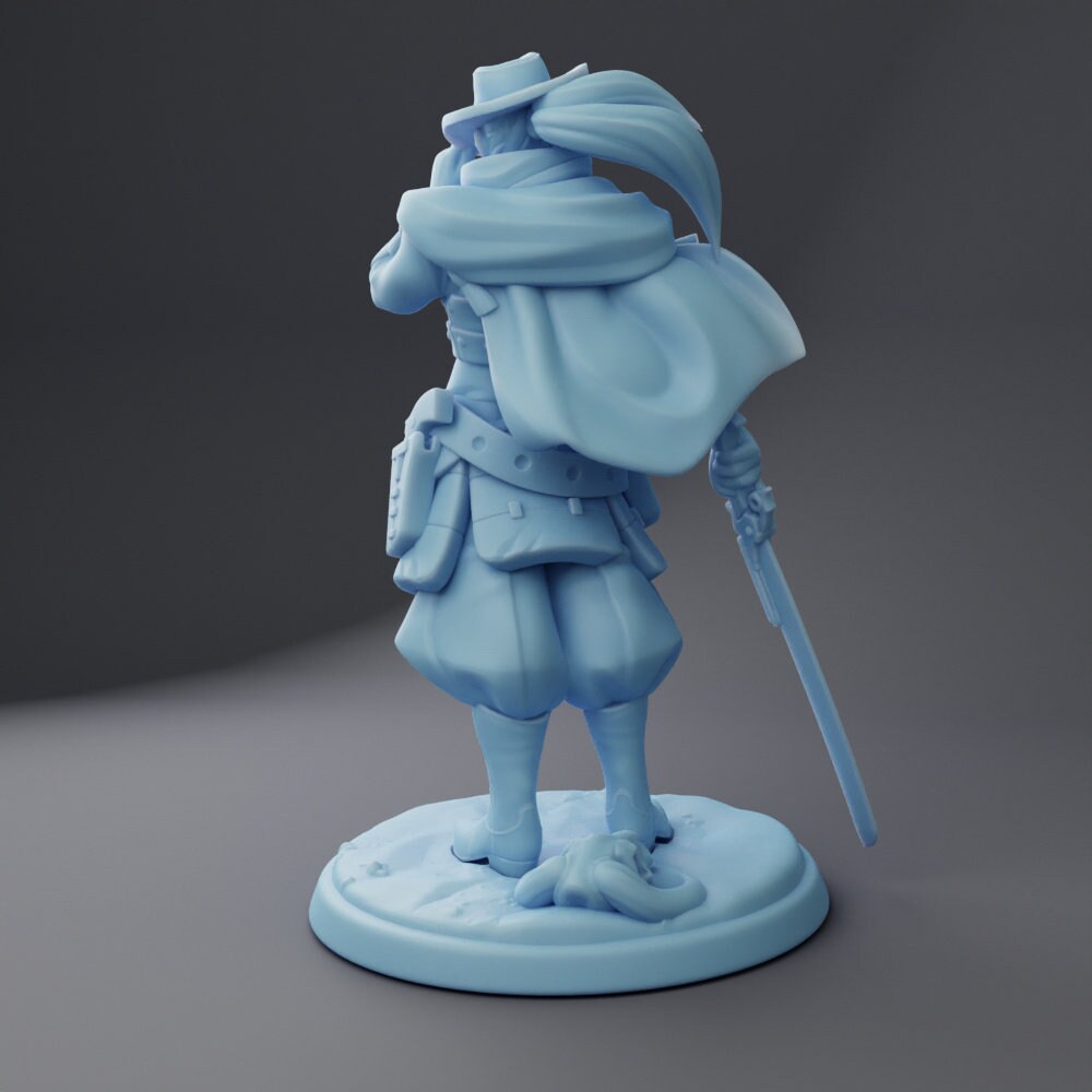 Cowboy Samurai - Twin Goddess Miniatures - D&D - TTRPG - 32mm/75mm Miniature - Pathfinder - Unpainted - Deadlands