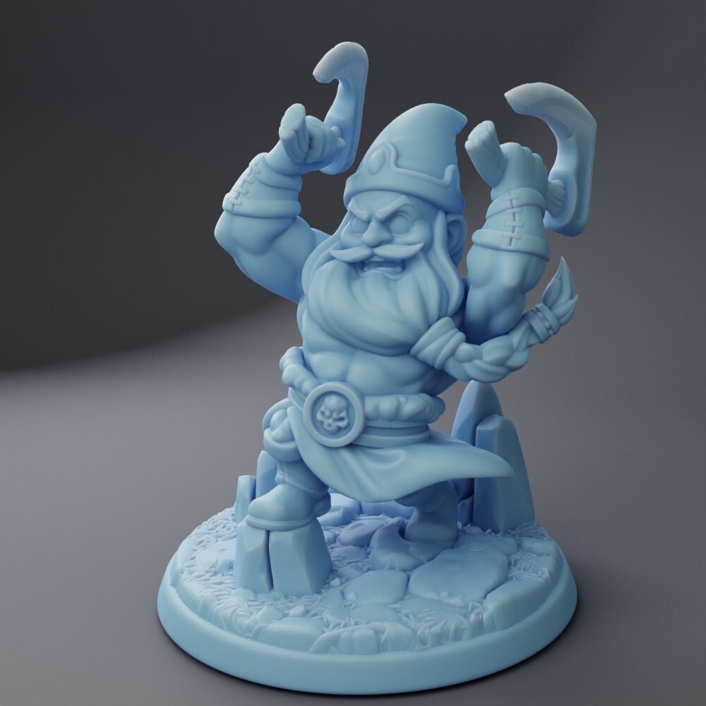 Gumdrop the Gnome Barbarian - Twin Goddess Miniatures - D&D - TTRPG - 32mm/75mm Miniature - Pathfinder - Unpainted - 5E