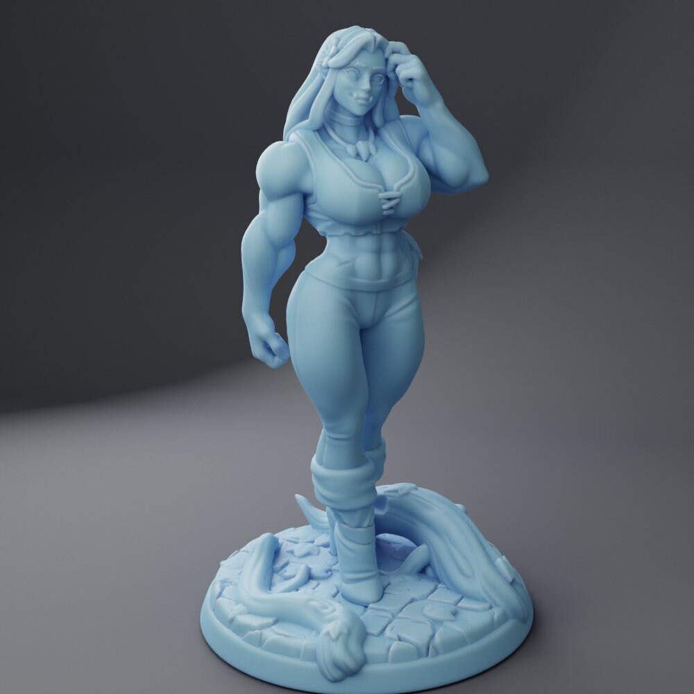 Fraeya the Orc - Twin Goddess Miniatures - D&D - TTRPG - 32mm/75mm Miniature - Pathfinder - Unpainted - 5E