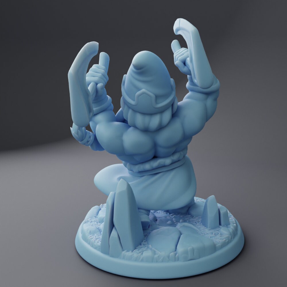 Gumdrop the Gnome Barbarian - Twin Goddess Miniatures - D&D - TTRPG - 32mm/75mm Miniature - Pathfinder - Unpainted - 5E