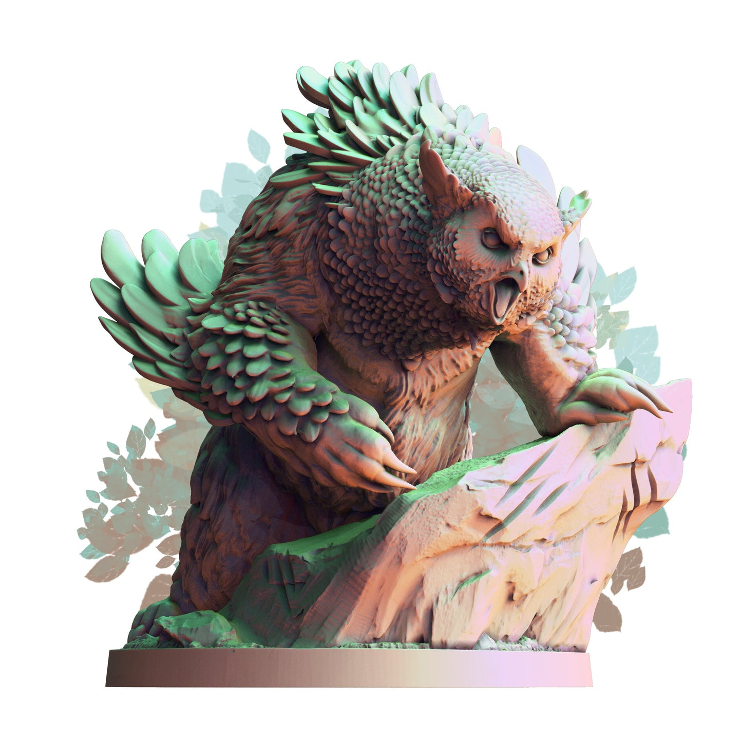 Owlbeast on the Rocks - OwlBear - D&D - TTRPG - 28mm Miniature - Pathfinder - Unpainted - Print My Minis
