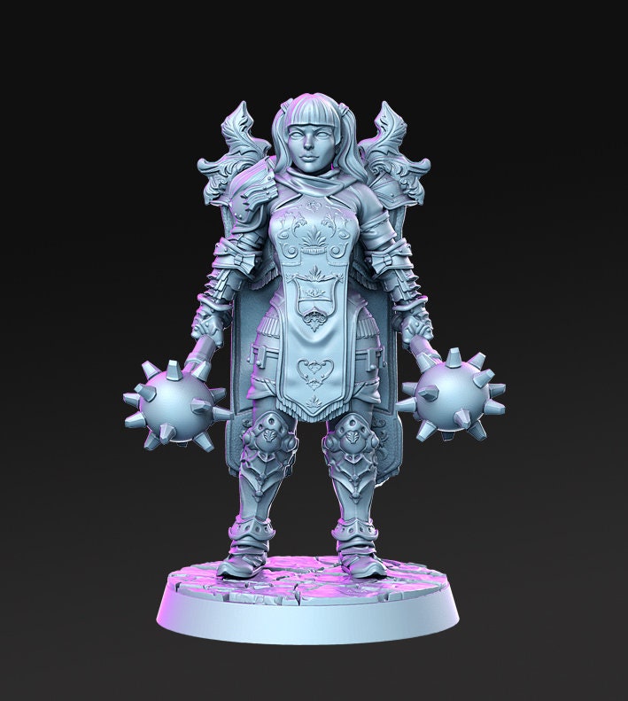 Human Female Cleric for D&D and other TTRPG - 32mm Miniature - Pathfinder - Unpainted - 5E