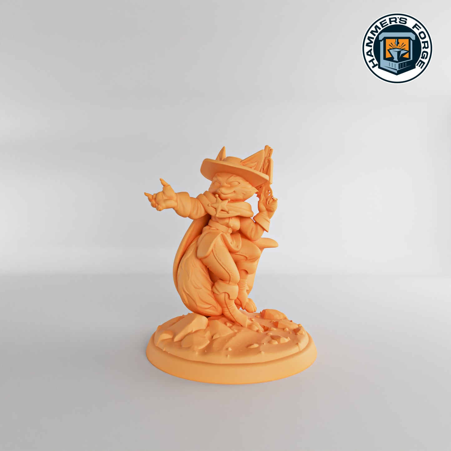 Western Deputy - Female Foxfolk - Twin Goddess Miniatures - D&D - TTRPG - 32mm/75mm Miniature - Pathfinder - Unpainted - Spell Effect