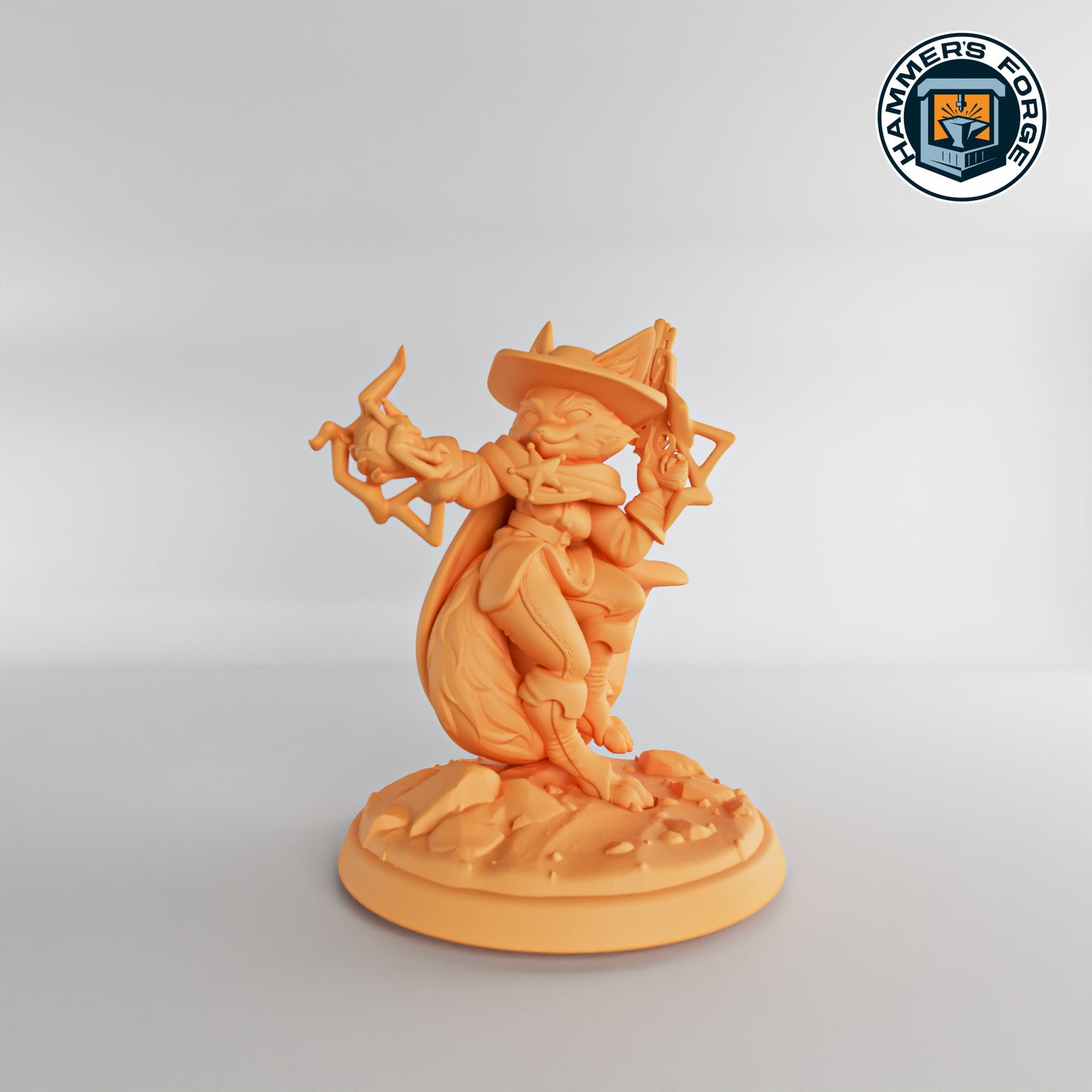 Western Deputy - Female Foxfolk - Twin Goddess Miniatures - D&D - TTRPG - 32mm/75mm Miniature - Pathfinder - Unpainted - Spell Effect
