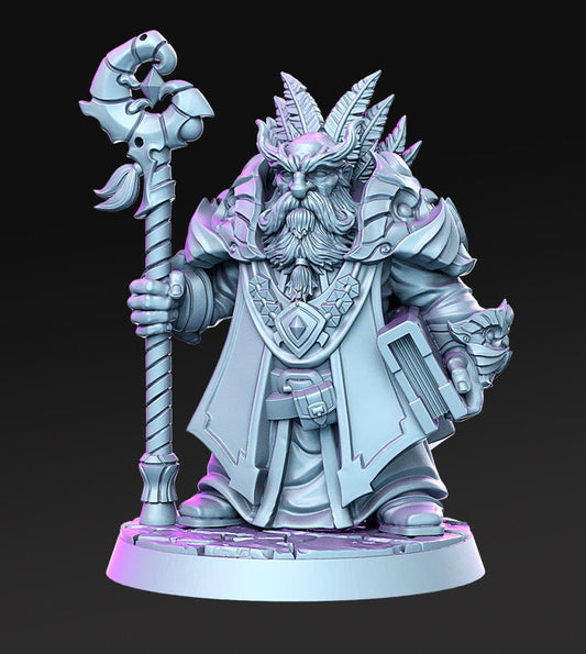 Draloth - Male Dwarf Wizard - D&D - Spellcaster - TTRPG - 32mm Miniature - Pathfinder - Unpainted - Sorcerer - Mage - Magic User