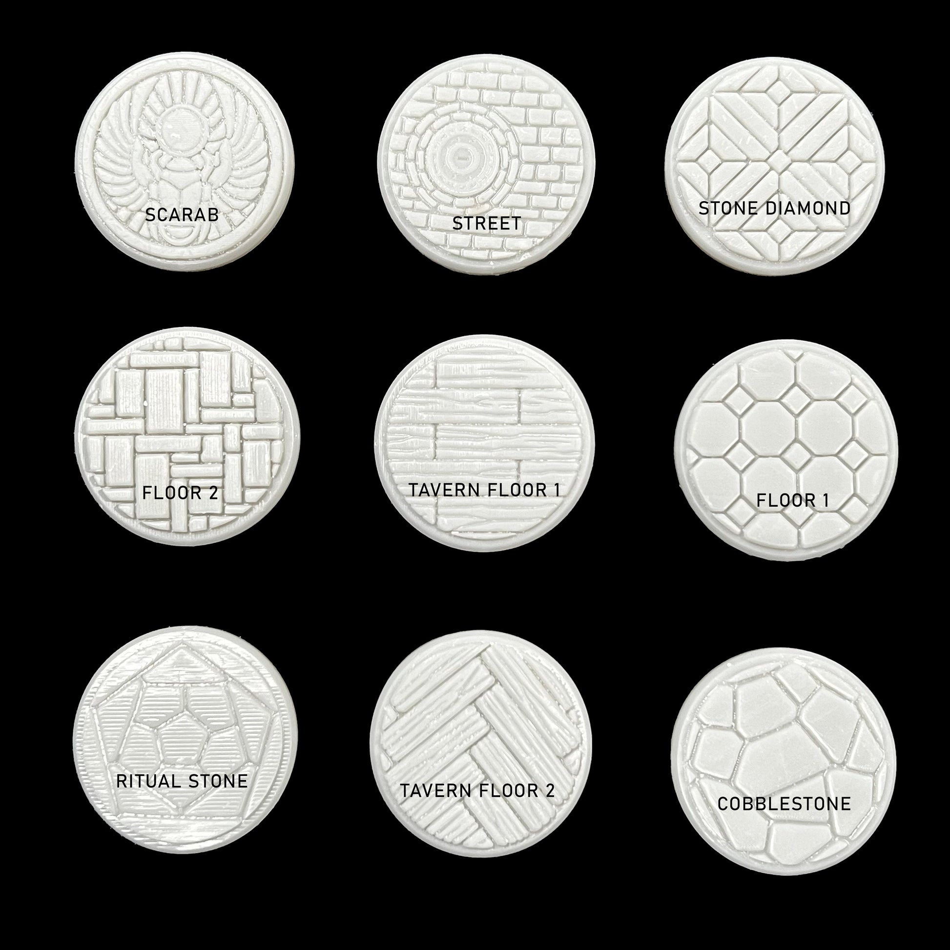 Decorative Miniature Bases for TTRPG Miniatures - 25mm diameter - 32mm Diameter