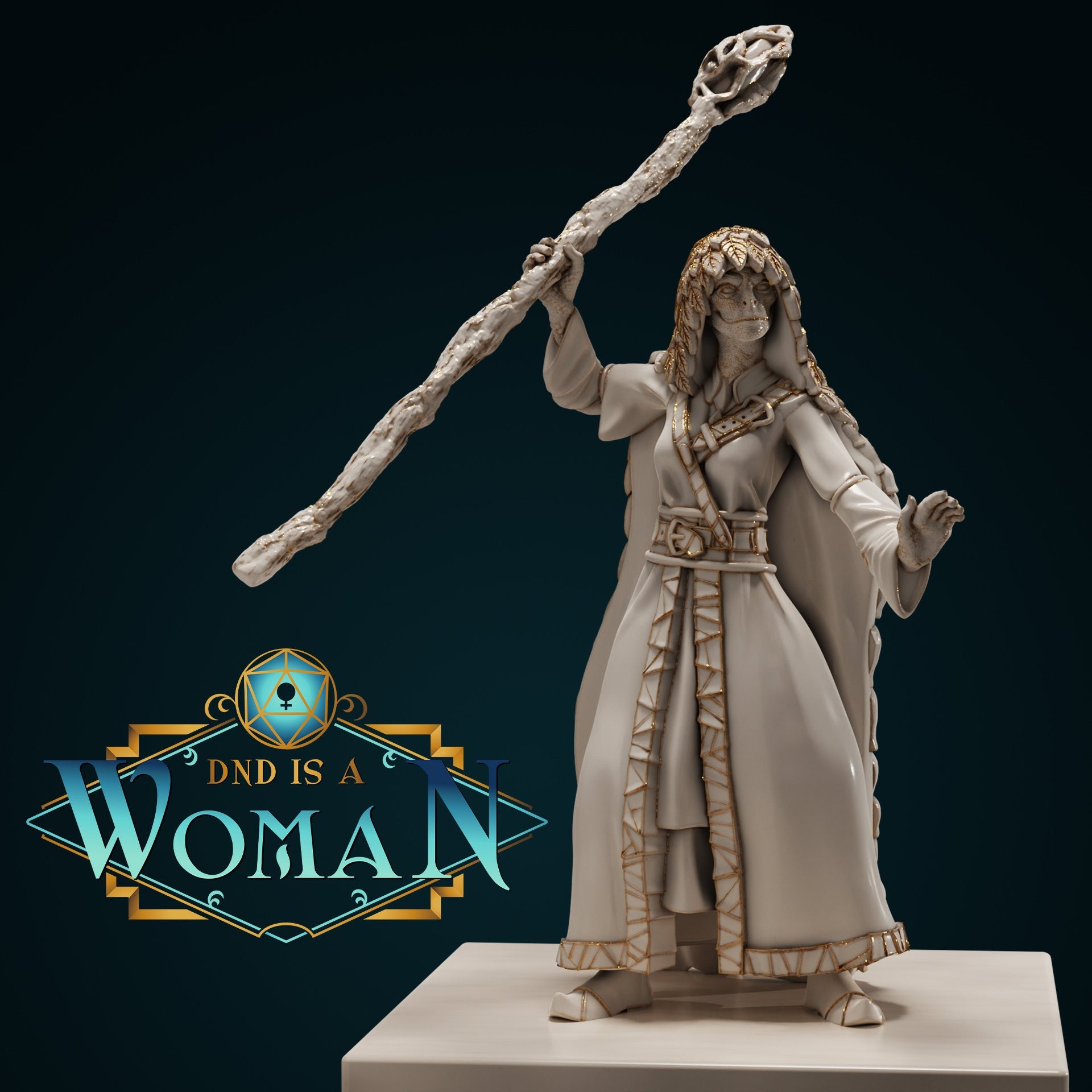 Female Serpentfolk Druid for TTRPG - DND is a Woman - Nokaidh - Pathfinder - D&D - TTRPG