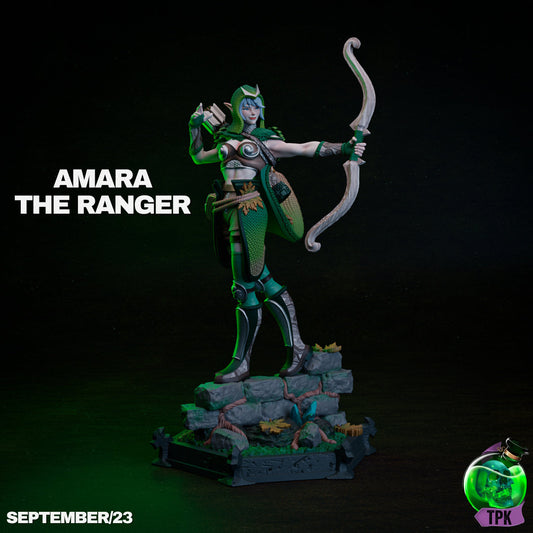 Female Elven Ranger Miniature for D&D - TTRPG - 32mm Miniature Bow Fighter - Pathfinder - Unpainted - TPK Laboratory