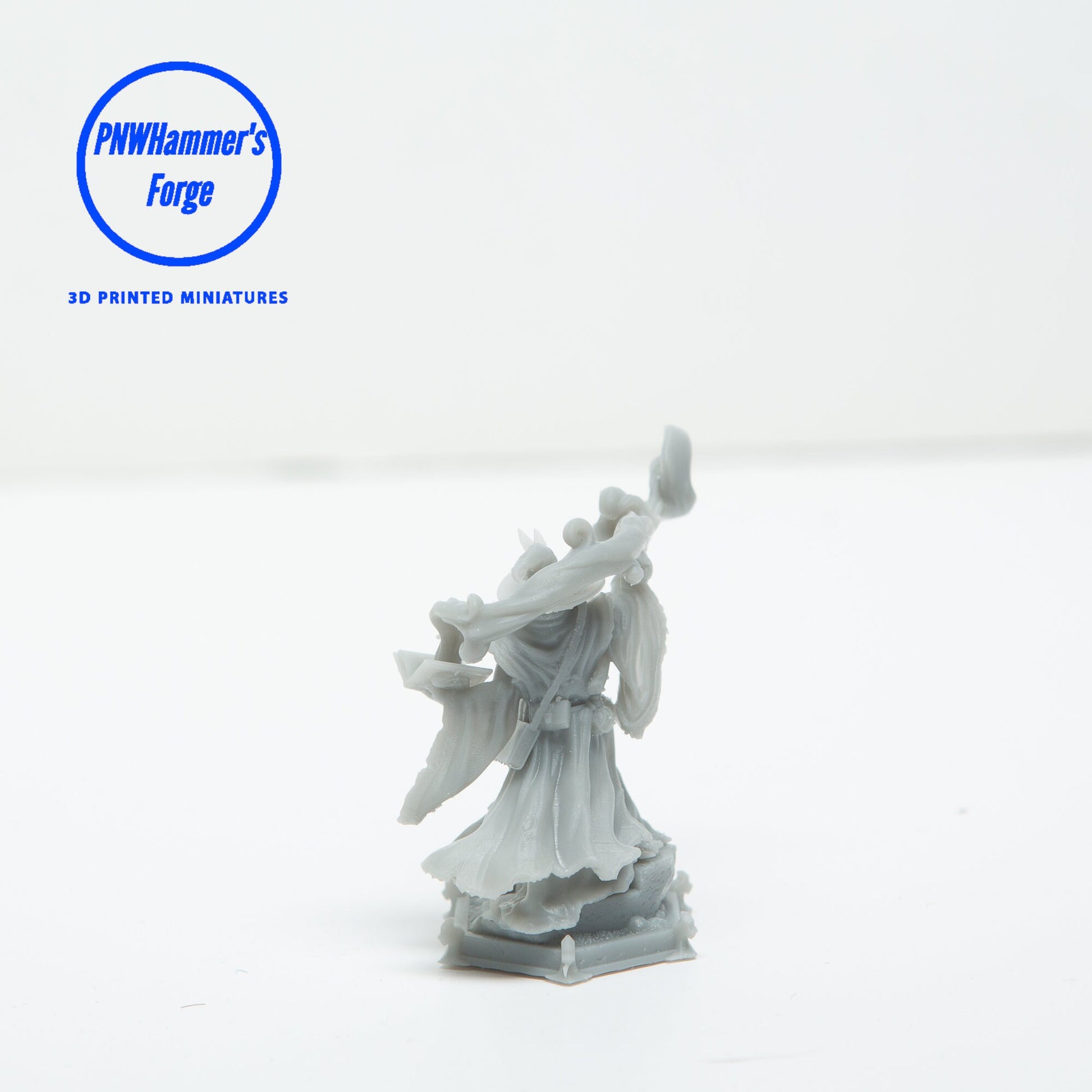 Human Male Wizard Miniature for D&D - TTRPG - 32mm Miniature Spellcaster - Pathfinder - Unpainted - TPK Laboratory