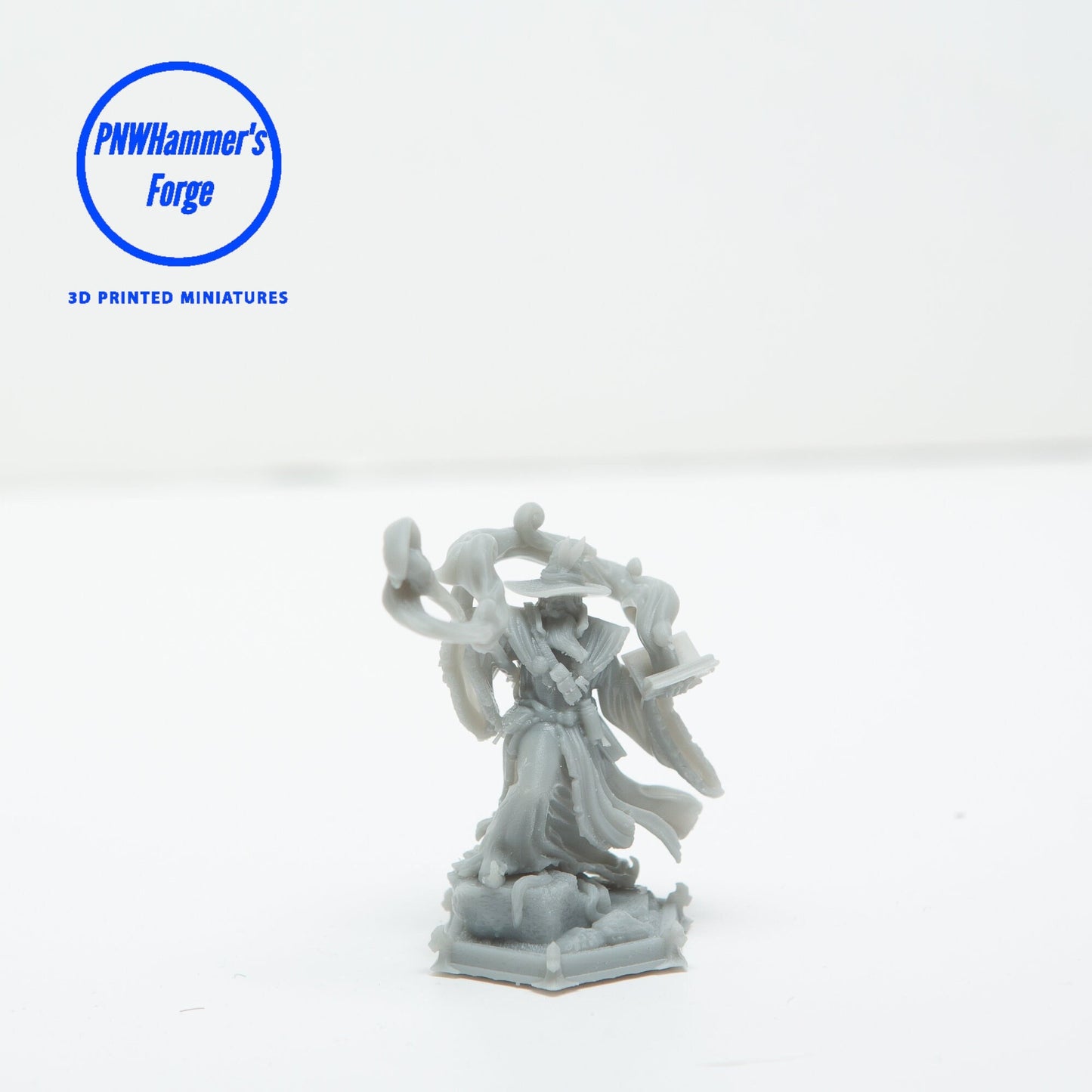 Human Male Wizard Miniature for D&D - TTRPG - 32mm Miniature Spellcaster - Pathfinder - Unpainted - TPK Laboratory