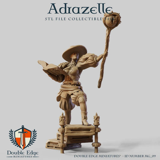 Human Female Wizard Miniature for D&D - TTRPG - 32mm Miniature Spellcaster - Pathfinder - Unpainted - Double Edge Miniatures