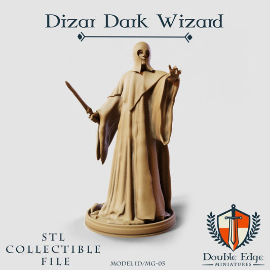 Human Male Wizard Miniature for D&D - TTRPG - 32mm Miniature Spellcaster - Pathfinder - Unpainted - Double Edge Miniatures