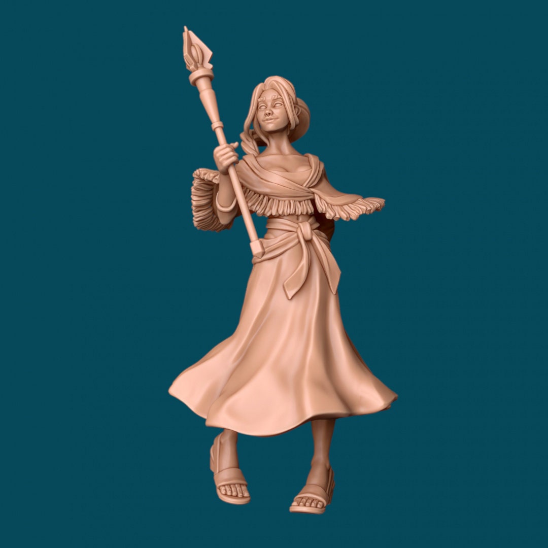 Human Female Cleric for TTRPG - Awkward Penguin Miniatures - D&D - TTRPG - 32mm Miniature - Pathfinder - Unpainted - 5E