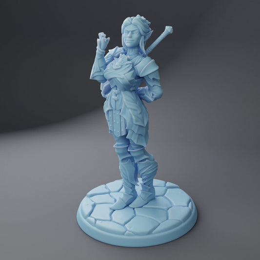 Female Drow Paladin - Twin Goddess Miniatures - D&D - Mindy - TTRPG - 32mm Miniature - Pathfinder - Unpainted