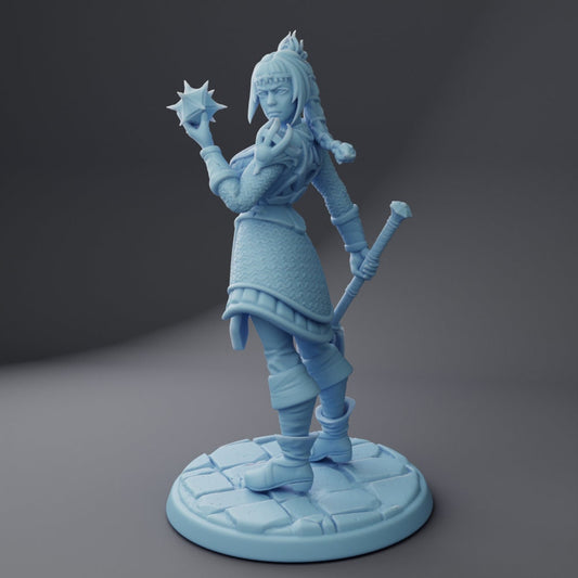 Female Half-High Elf Cleric - Twin Goddess Miniatures - D&D - Ebonheart - TTRPG - 32mm Miniature - Pathfinder - Unpainted
