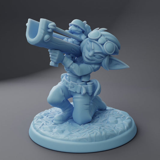 Female Goblin Squirrel Launcher - Twin Goddess Miniatures - D&D - TTRPG - 32mm/75mm Miniature - Pathfinder - Unpainted -