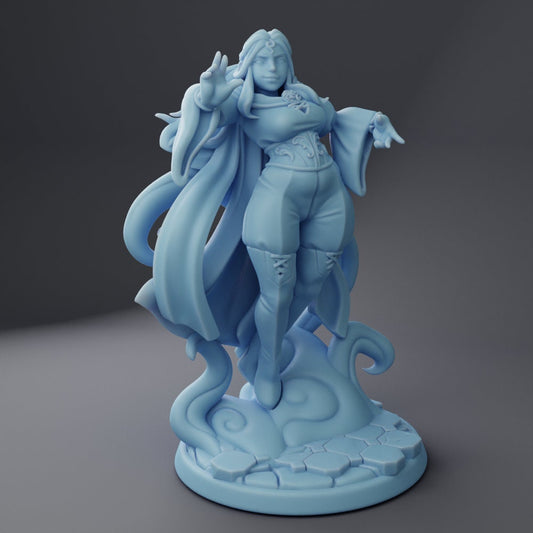 Human Female Sorceress - Twin Goddess Miniatures - D&D - TTRPG - 32mm Miniature - Pathfinder - Unpainted