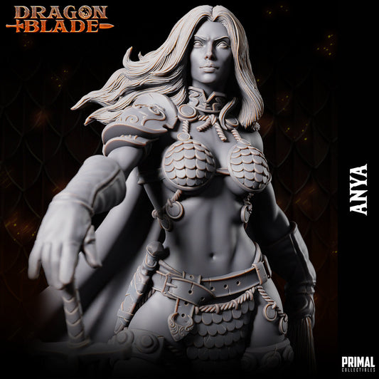 Human Female Barbarian Miniature for D&D - TTRPG - 32mm Miniature - Anya the Barbarian - Pathfinder - Unpainted - Primal Collectibles