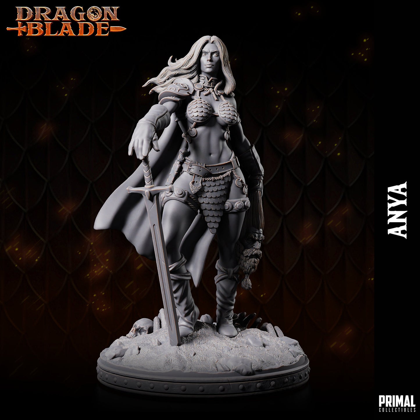 Human Female Barbarian Miniature for D&D - TTRPG - 32mm Miniature - Anya the Barbarian - Pathfinder - Unpainted - Primal Collectibles