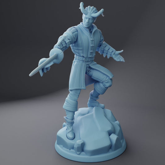 Male Tiefling Warlock - Twin Goddess Miniatures - D&D - Will - TTRPG - 32mm Miniature - Pathfinder - Unpainted