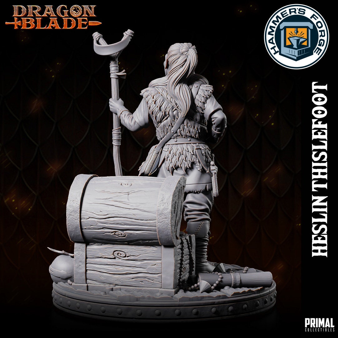 Male Kender Rogue Mini for D&D - TTRPG - 32mm Miniature - Heslin Thislefoot - Pathfinder - Unpainted - Primal Collectibles - DragonBlade