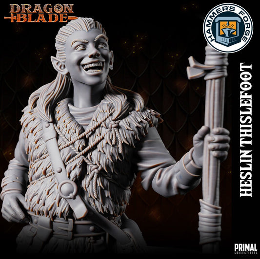 Male Kender Rogue Mini for D&D - TTRPG - 32mm Miniature - Heslin Thislefoot - Pathfinder - Unpainted - Primal Collectibles - DragonBlade
