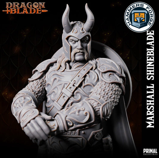 Human Male Fighter Miniature for D&D - TTRPG - 32mm Miniature - Marshall Shineblade - Unpainted - Primal Collectibles - Dragon Blade