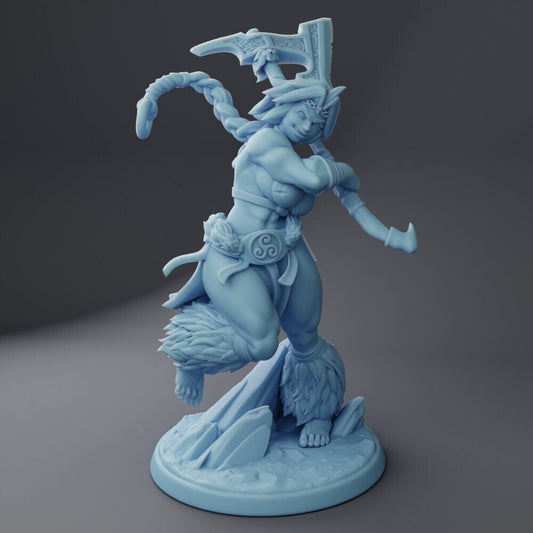 Human Female Barbarian - Twin Goddess Miniatures - D&D - TTRPG - 32mm Miniature - Pathfinder - Unpainted