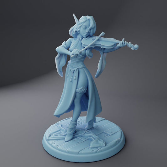 Elven Female Bard - Twin Goddess Miniatures - D&D - Silv - TTRPG - 32mm Miniature - Pathfinder - Unpainted