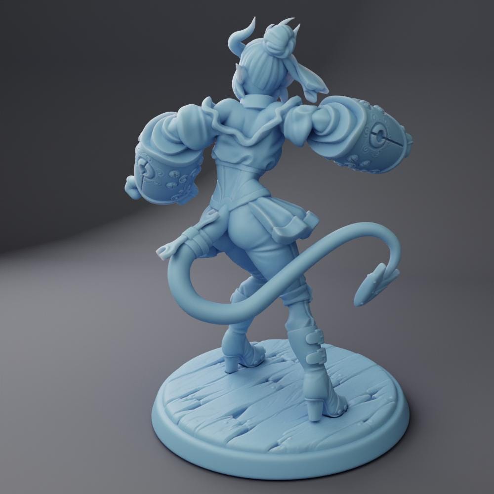Male Tiefling Barbarian - Twin Goddess Miniatures - D&D - TTRPG - 32mm Miniature - Pathfinder - Unpainted