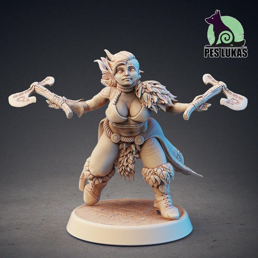 Dwarf Female Barbarian Miniature for D&D - TTRPG - 32mm Miniature - Pathfinder - Unpainted - Pes Lukas