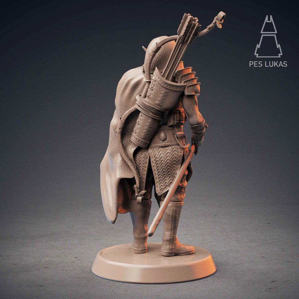 Male Wood Elf Ranger Miniature for D&D - TTRPG - 32mm Miniature - Pathfinder - Unpainted - Pes Lukas