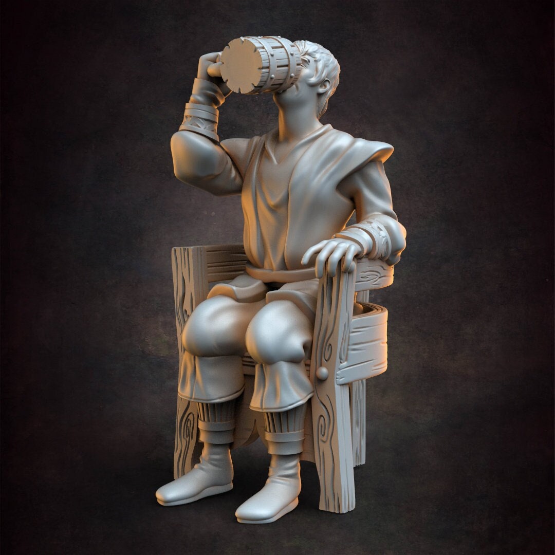 Human Pub Drinkers - Boys Night - NPC - TTRPG - 32mm Miniature - D&D - Pathfinder - Unpainted - Red Clay Collectibles - The Good Ol' Tavern
