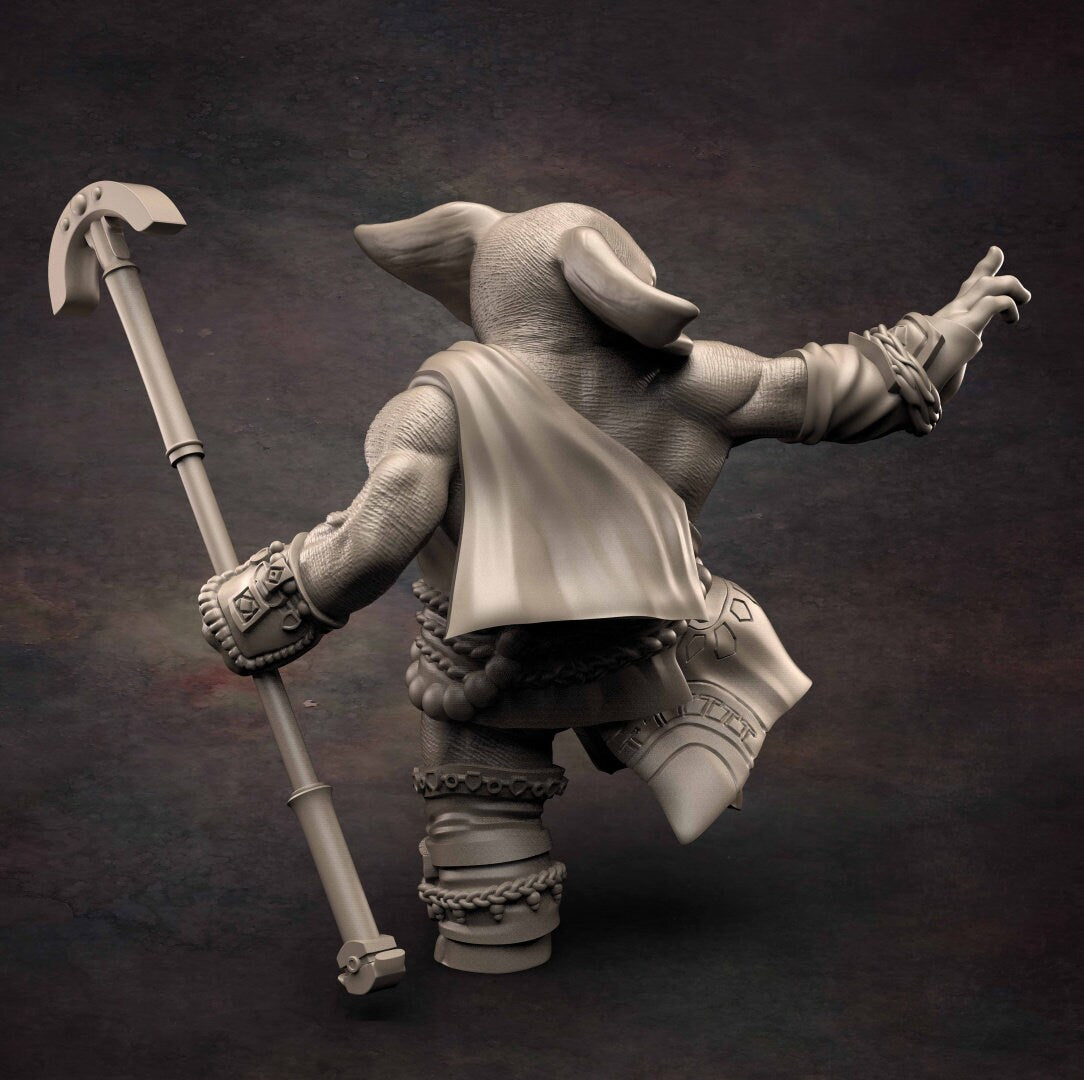 Loxodon Monk - D&D - Elephant - Monk - TTRPG - 32mm Miniature - Pathfinder - Unpainted - Red Clay Collectibles