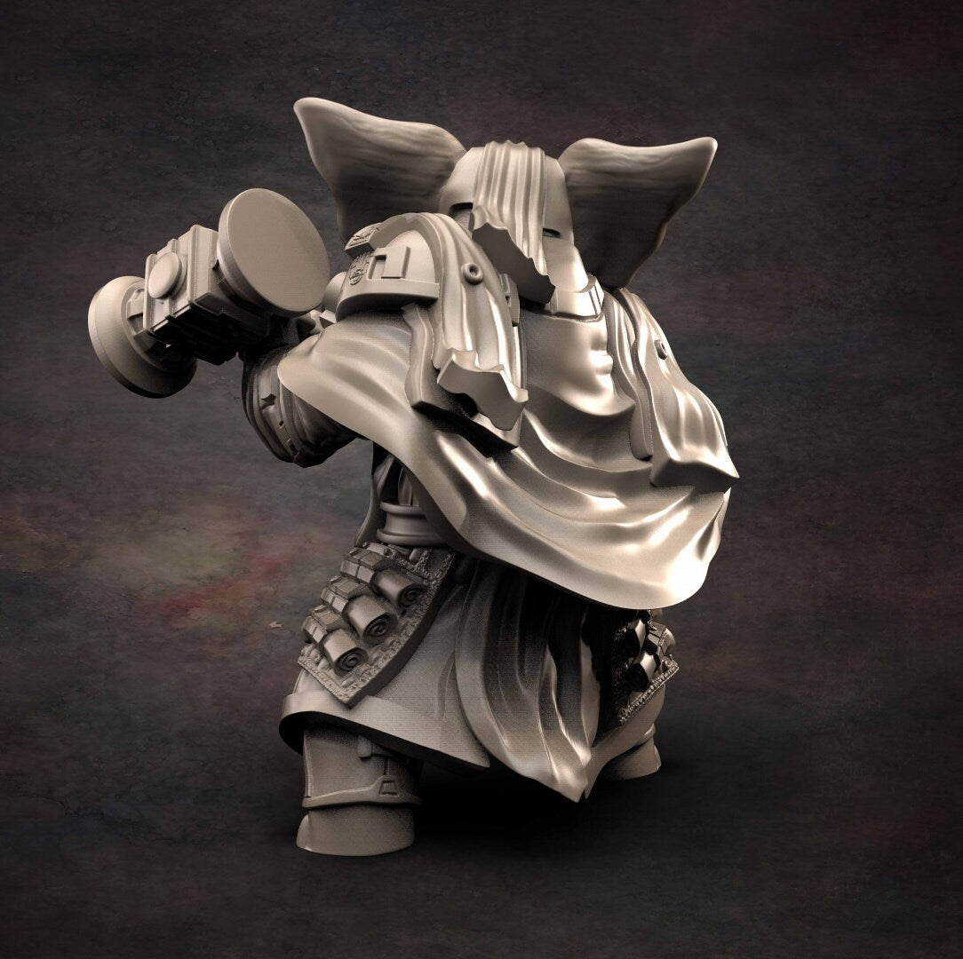 Loxodon Cleric - D&D - Elephant - Cleric - TTRPG - 32mm Miniature - Pathfinder - Unpainted - Red Clay Collectibles