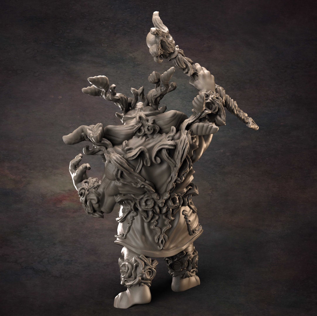 Loxodon Druid - D&D - Elephant - Druid - TTRPG - 32mm Miniature - Pathfinder - Unpainted - Red Clay Collectibles