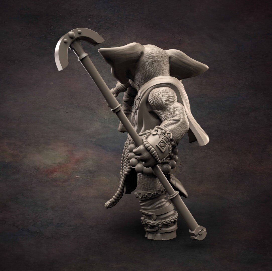 Loxodon Monk - D&D - Elephant - Monk - TTRPG - 32mm Miniature - Pathfinder - Unpainted - Red Clay Collectibles