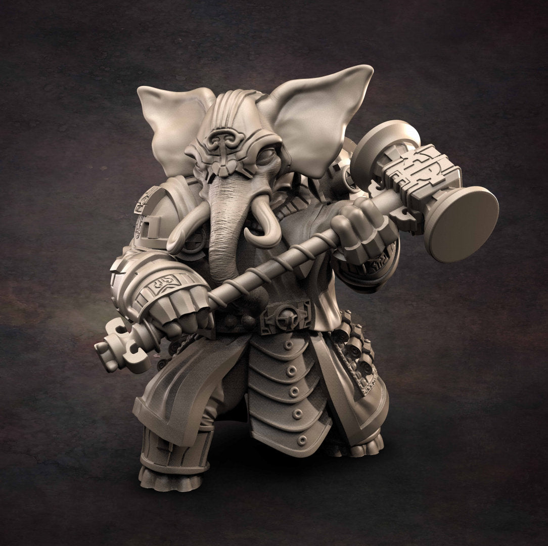 Loxodon Cleric - D&D - Elephant - Cleric - TTRPG - 32mm Miniature - Pathfinder - Unpainted - Red Clay Collectibles