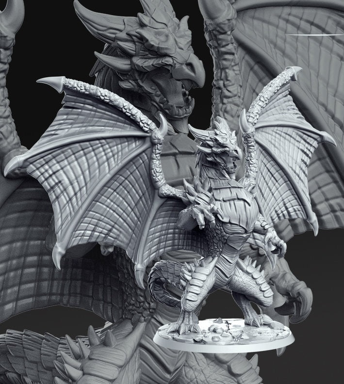 Filmtrax - Dragon - Dragonkin - D&D - TTRPG - 32mm Miniature - Pathfinder - Unpainted