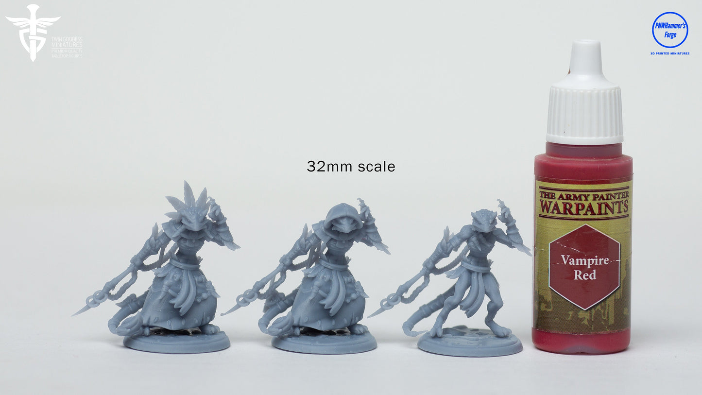 Lizardfolk Shaman - Twin Goddess Miniatures - D&D - TTRPG - 32mm/75mm Miniature - Pathfinder - Unpainted - Spear-