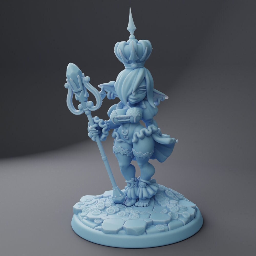 Goblin Queen - Twin Goddess Miniatures - D&D - TTRPG - 32mm/75mm Miniature - Pathfinder - Unpainted - Throne - Gobbo