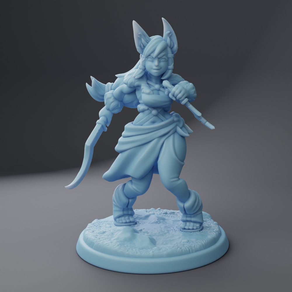 Bandit Fox-Girl - Twin Goddess Miniatures - D&D - TTRPG - 32mm/75mm Miniature - Pathfinder - Unpainted