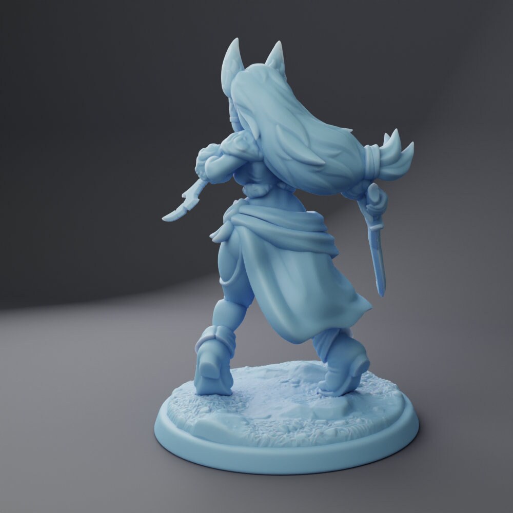 Bandit Fox-Girl - Twin Goddess Miniatures - D&D - TTRPG - 32mm/75mm Miniature - Pathfinder - Unpainted